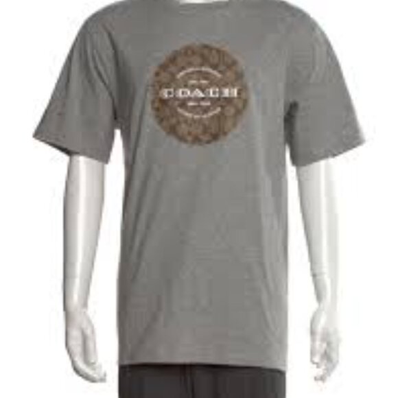 Coach Signature Shirt Adult X-Small Gray Cotton Logo Designer Preppy Mens C5694 - Picture 6 of 9